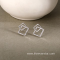 Silver 925 Square Earrings Big Statement Earrings